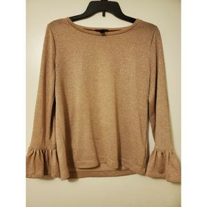 J.Crew Top Womens Gold Sparkle Bell Sleeve Knit M